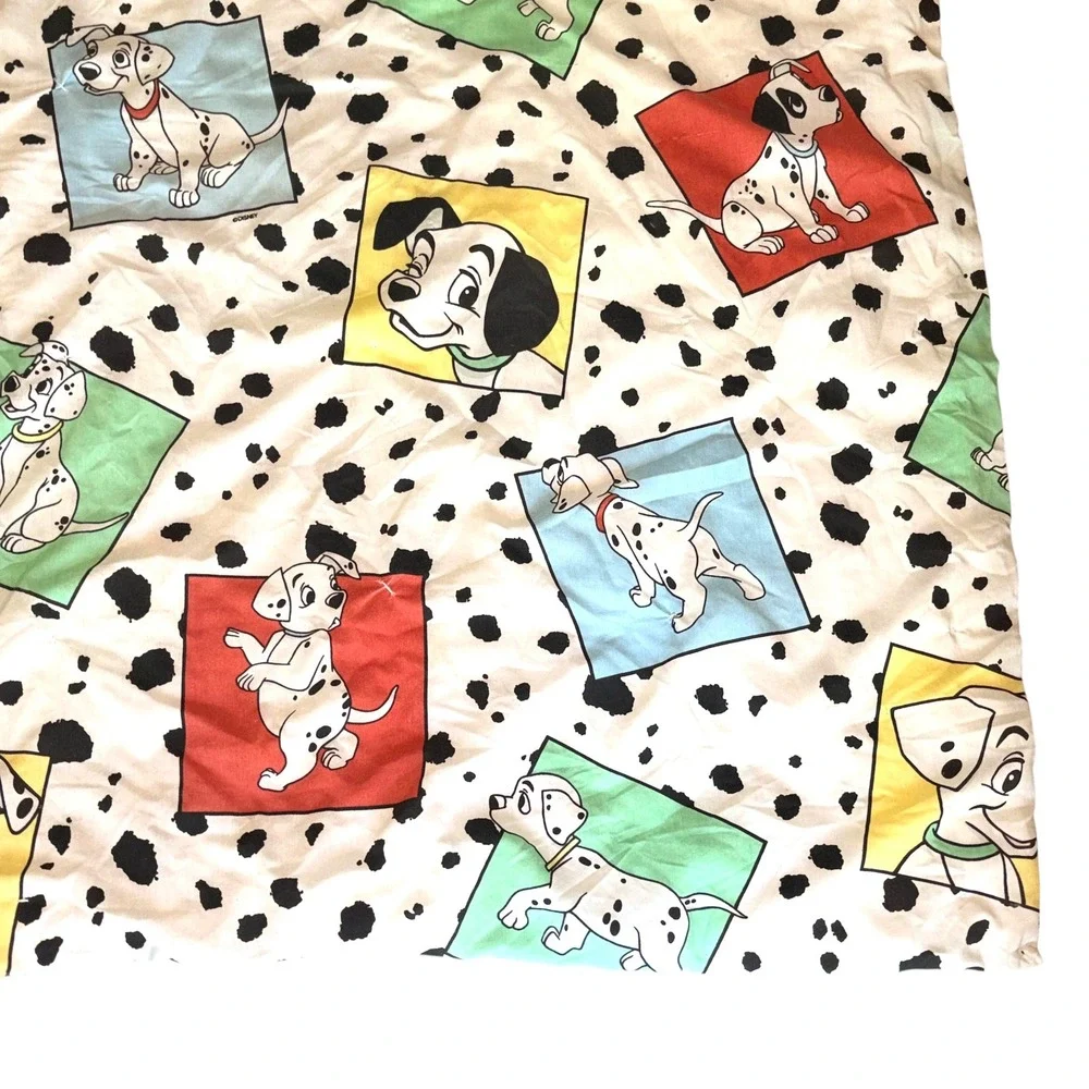 Vtg Nursery Rhyme Embroidered Quilt Reversible 101 Dalmatians Baby Blanket